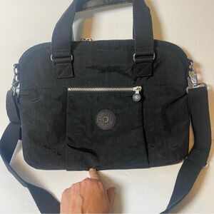 Kipling Black Digifly TM4888 Laptop Shoulder Bag W/Monkey Charm